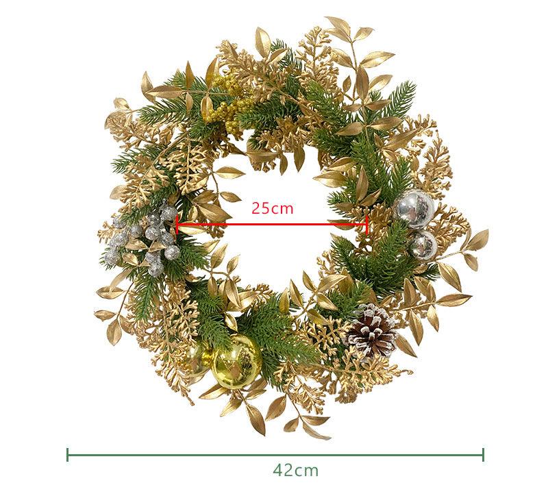 Simulation Pine Needles Rattan Christmas Gold Coloured Ball Leaves Pine Cones Indoor Fireplace Wall Hanging Decoration